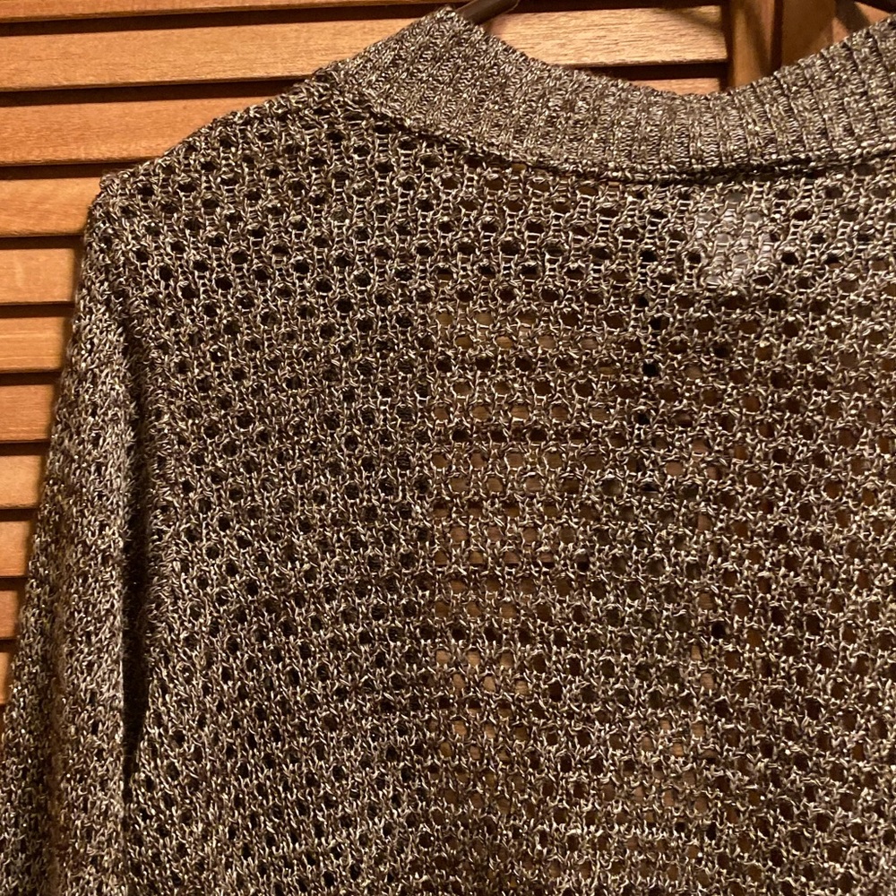 Marisa Christina Woman Brown & Beige Knit Shrug with Gold Glitter Sequins - Picture 11 of 12